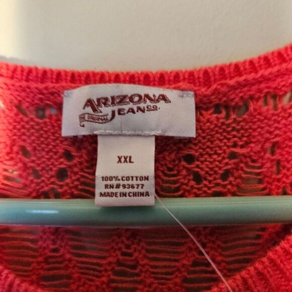 Arizona Jean Pink Crochet Fringe Tank Top XXL Boho Open Knit Sleeveless Shirt - Picture 5 of 8